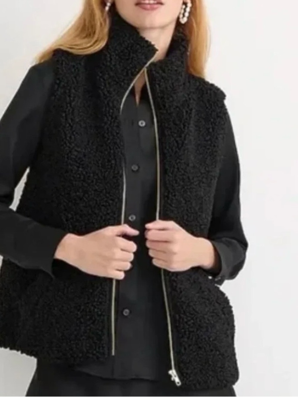 NWT J.Crew Teddy Sherpa Vest black size XS